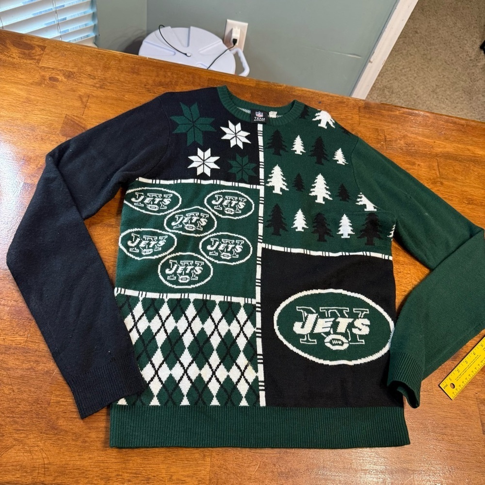 Forever Collectibles NFL Team Apparel NY Jets Green Black Crewneck Sweater L